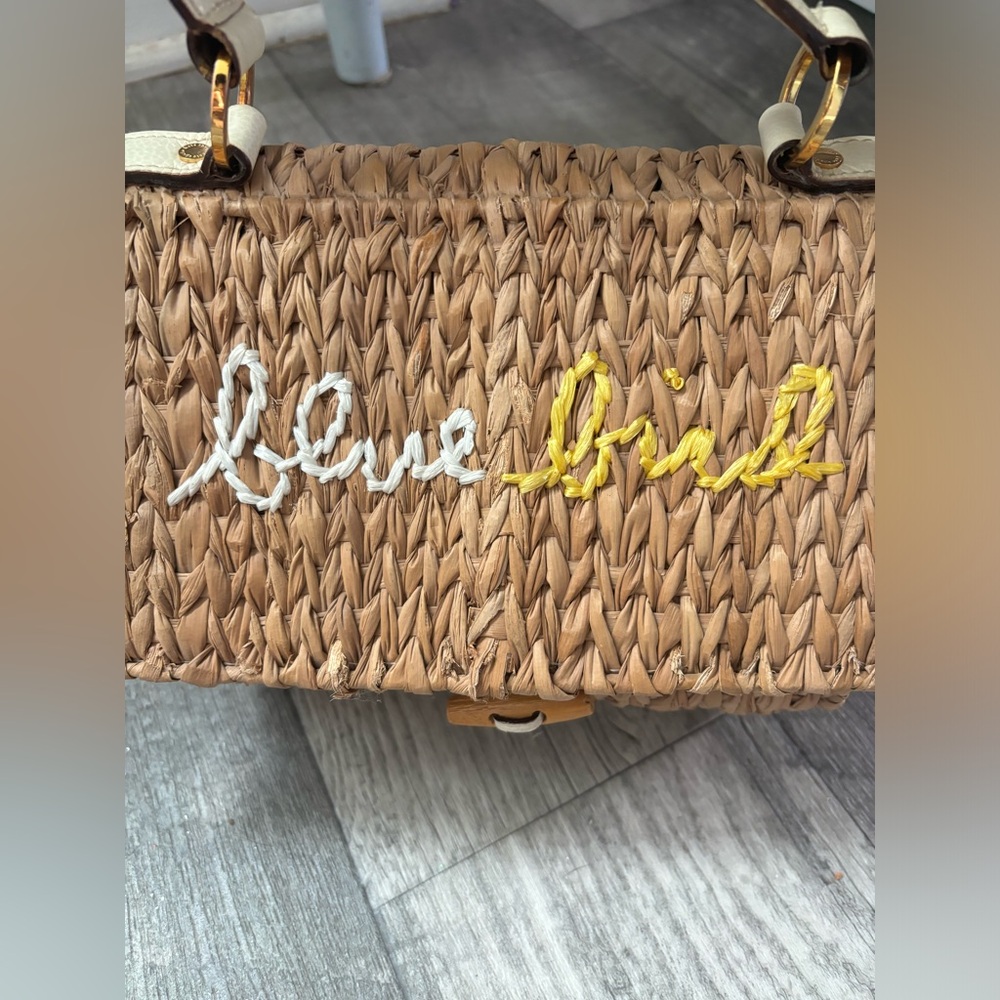 Kate Spade Vintage Wicker BlueBird House Novelty Bag Spring White/Yellow Straw - Picture 13 of 15
